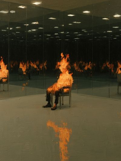 Burning Reflection Surrealism Print. poster