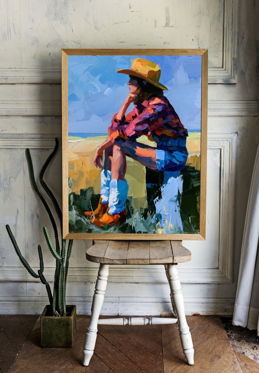 Cowgirl Portrait — Fine-Art Print. — room view 1