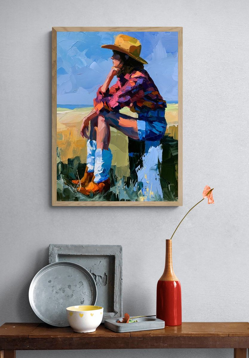 Cowgirl Portrait — Fine-Art Print. — room view 3