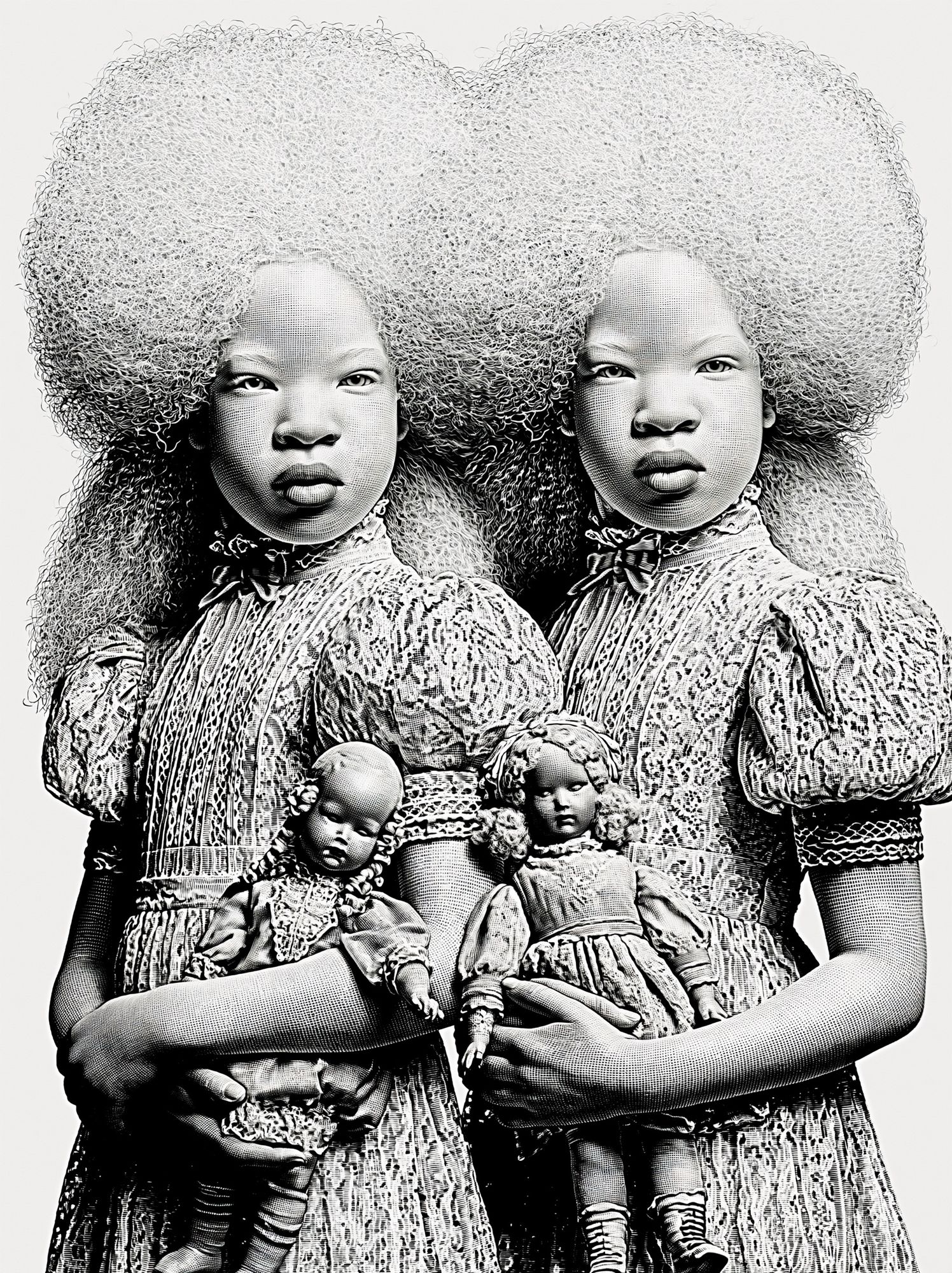 Surreal Twin Portrait Print. poster — fine-art art
