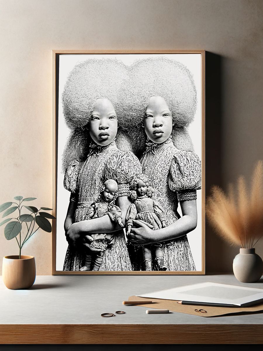 Surreal Twin Portrait Print. — room view 2