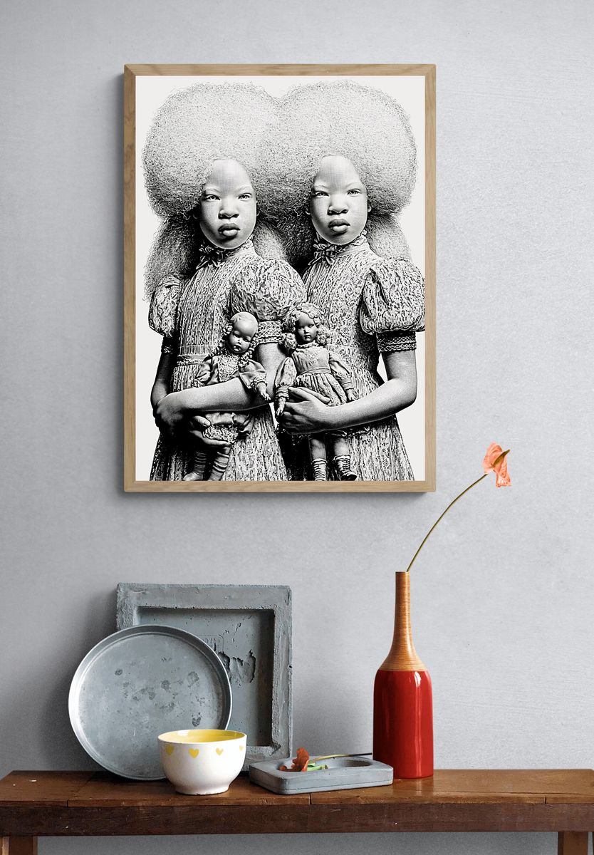 Surreal Twin Portrait Print. — room view 3