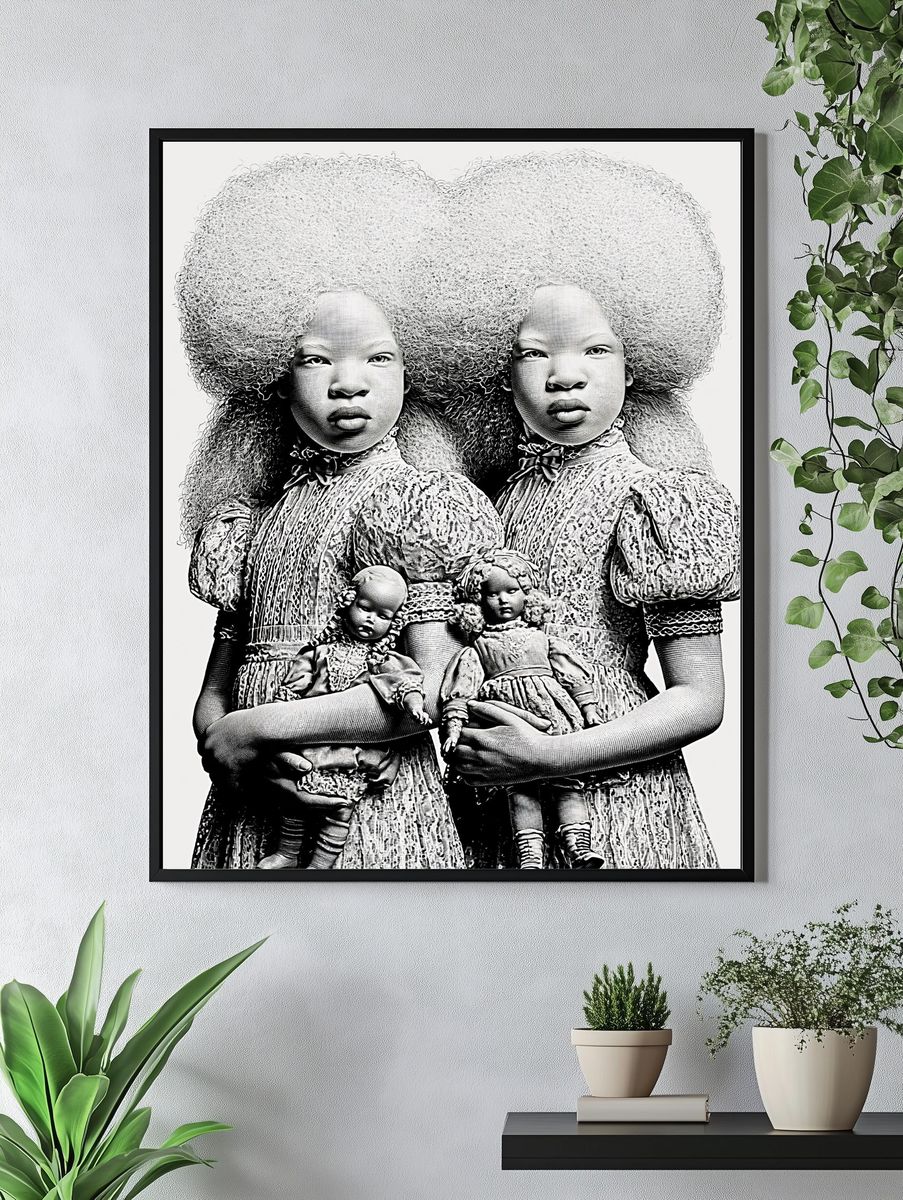 Surreal Twin Portrait Print. — room view 4