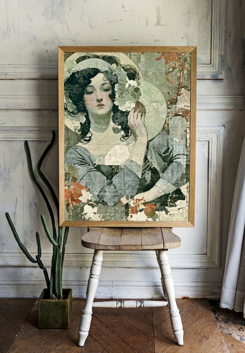 Art Nouveau Woman Portrait Print. — room view 1