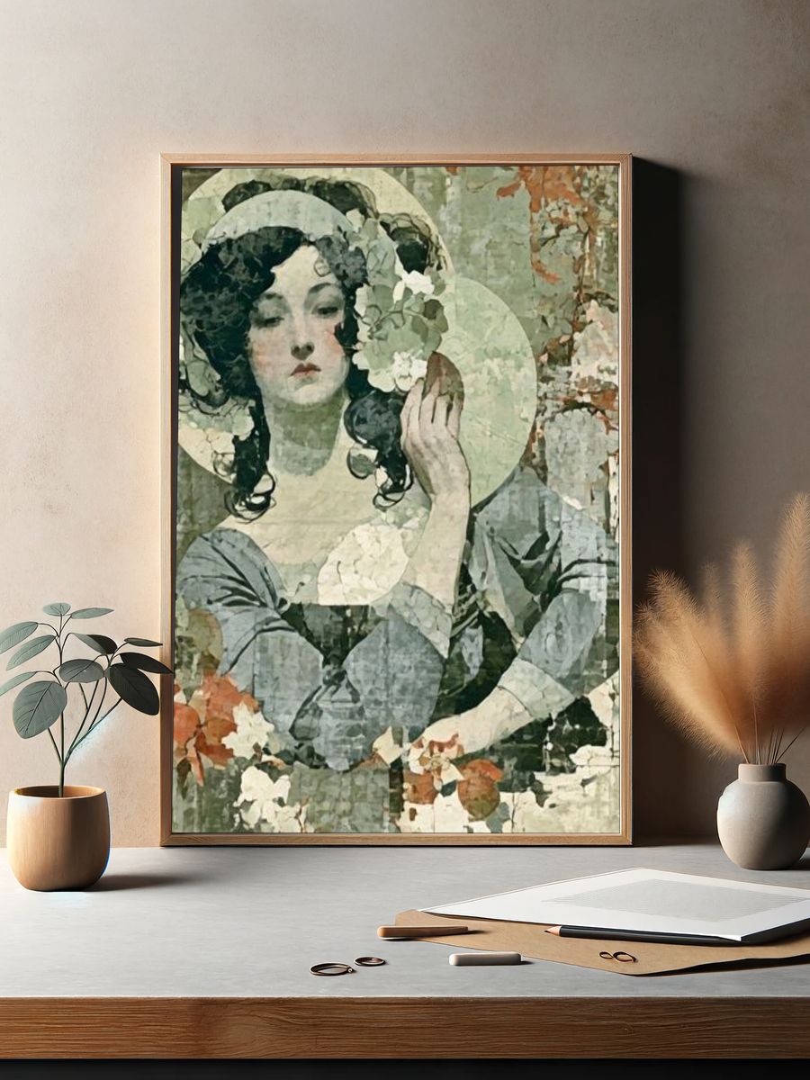 Art Nouveau Woman Portrait Print. — room view 2