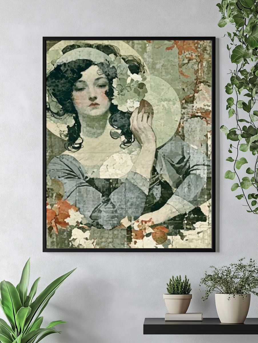 Art Nouveau Woman Portrait Print. — room view 4