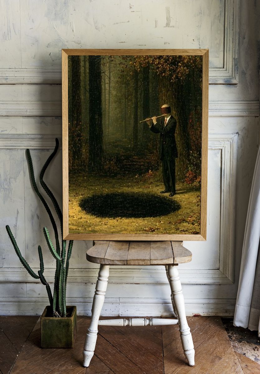Blind Flutist in the Forest Print. room preview