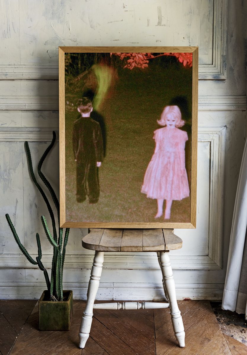 Surreal Garden Figures Print. — room view 1