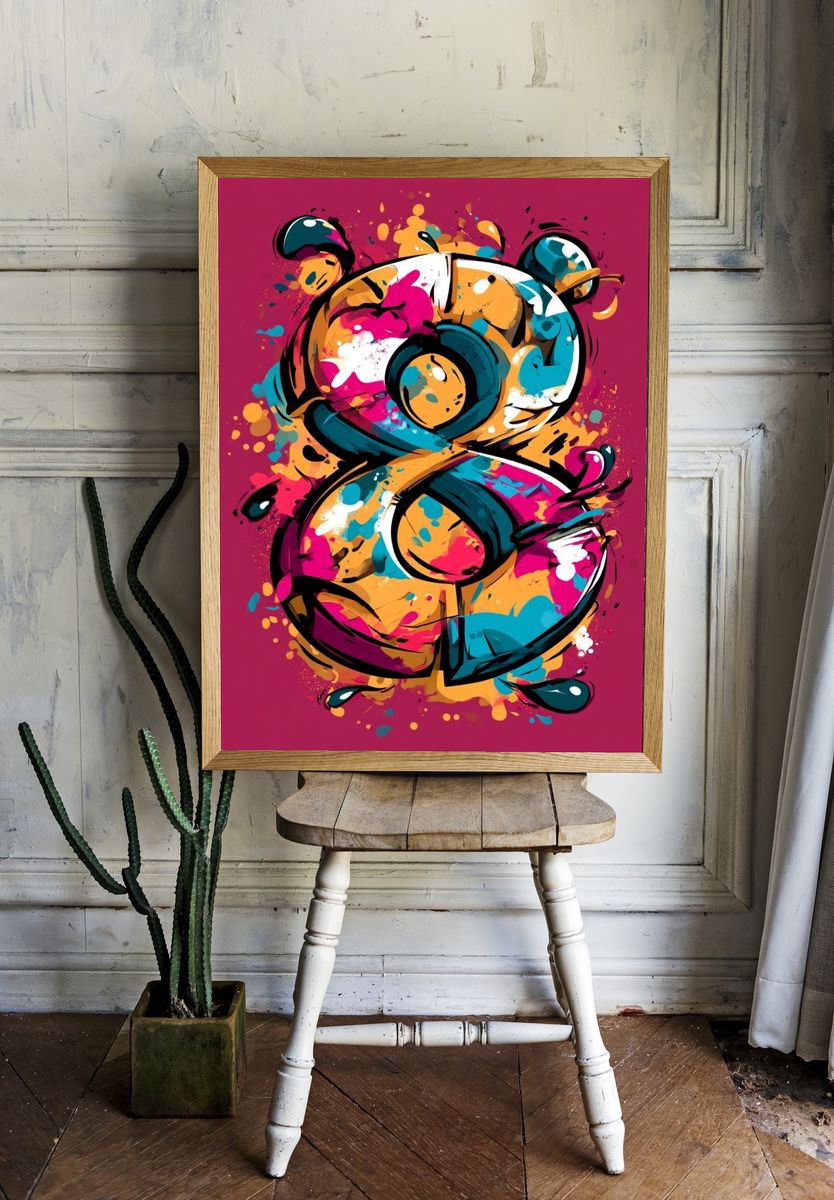 Graffiti Number 8 Abstract Poster. — room view 1