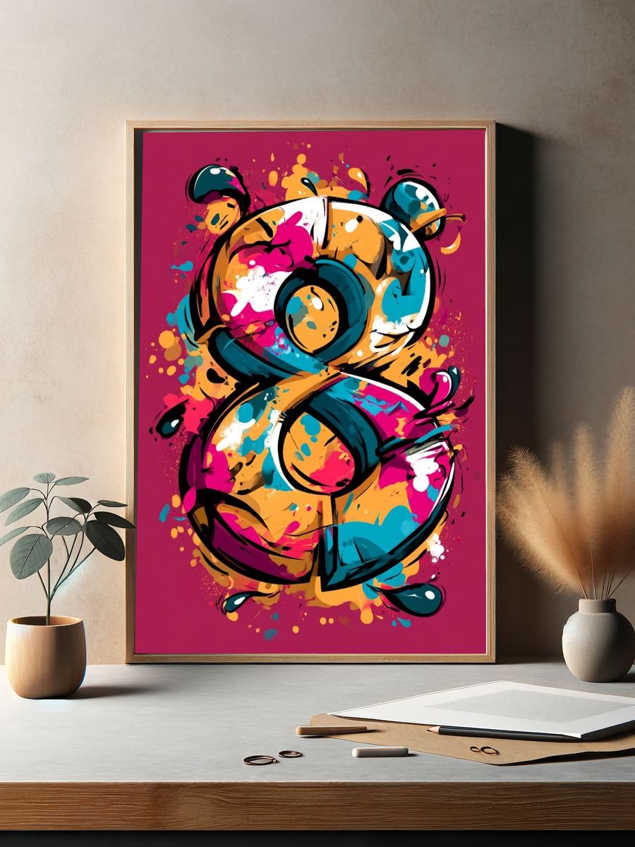 Graffiti Number 8 Abstract Poster. — room view 2