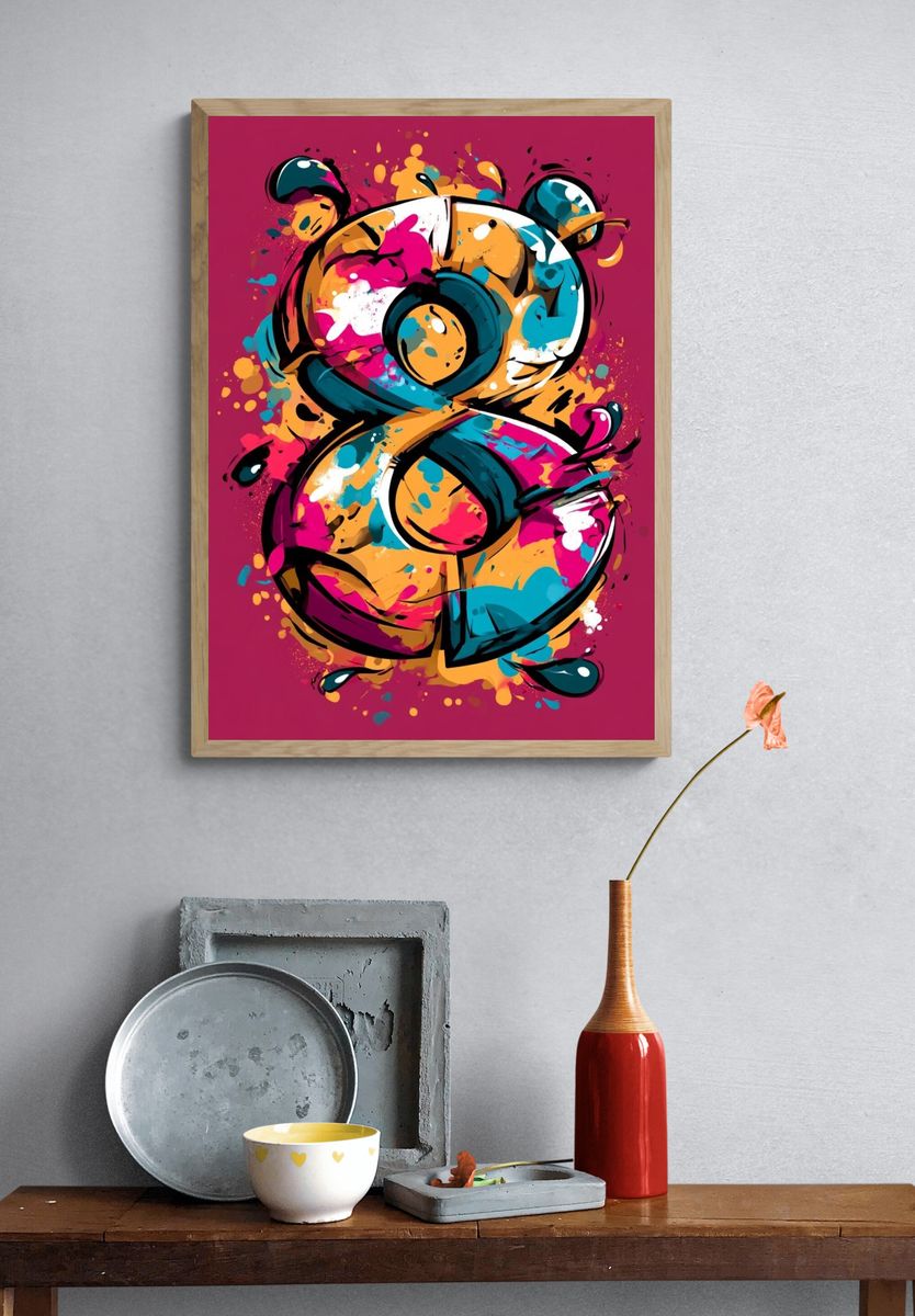 Graffiti Number 8 Abstract Poster. — room view 3