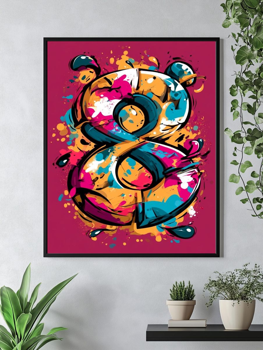 Graffiti Number 8 Abstract Poster. — room view 4