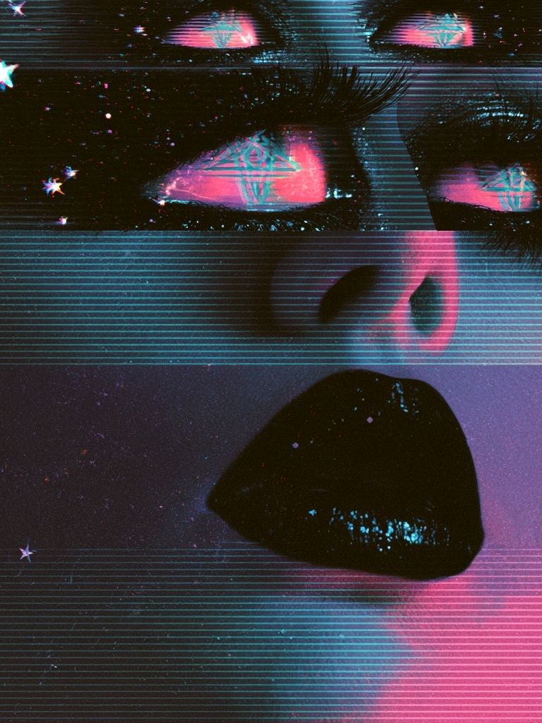 Neon Glitch Face Poster. poster — fine-art art
