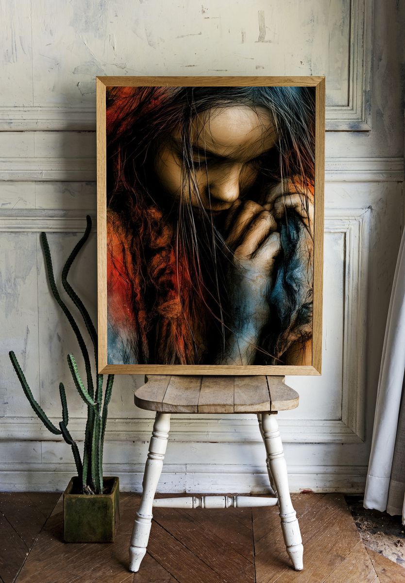 Contemplative Woman Fine-Art Poster. — room view 1