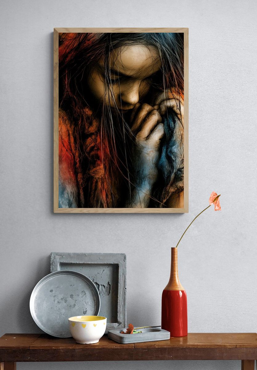 Contemplative Woman Fine-Art Poster. — room view 3