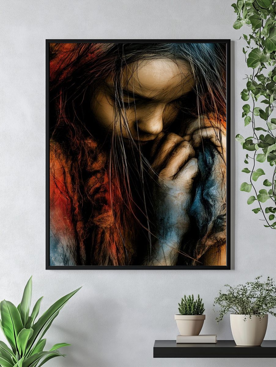 Contemplative Woman Fine-Art Poster. — room view 4