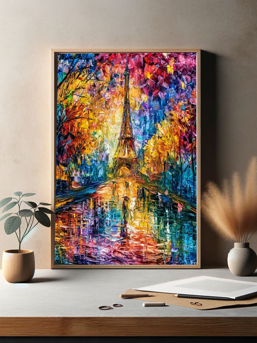 Eiffel Tower Autumn Glow Print. — room view 2