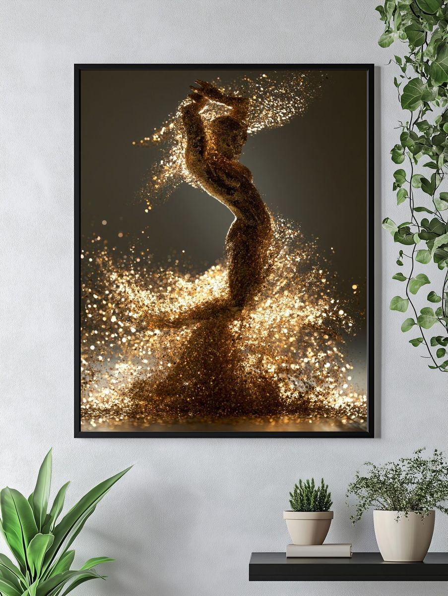Golden Dancer Abstract Print. — room view 4