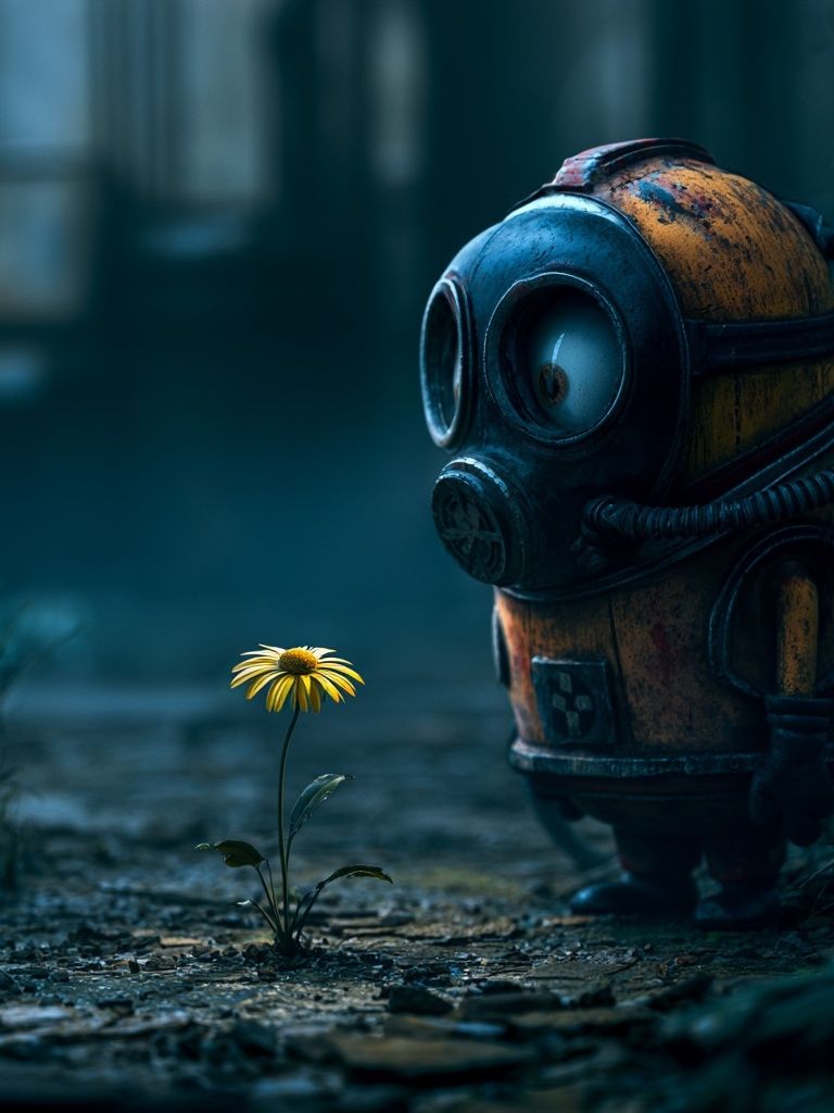 Robot and Flower Surrealism Print. poster detail
