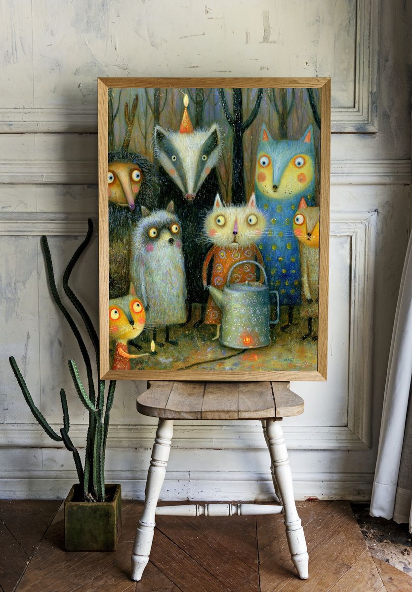 Whimsical Cats Party Poster. room preview