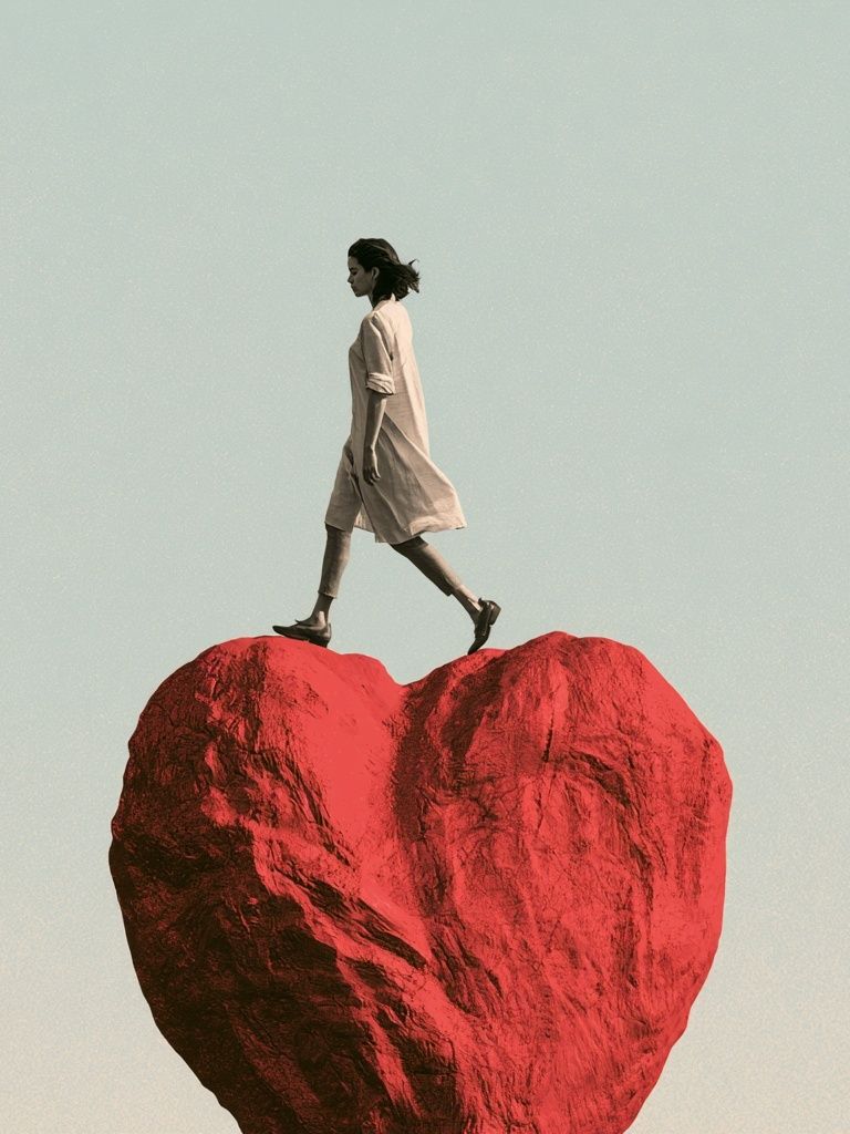 Walking on a Heart Surrealism Print. poster detail