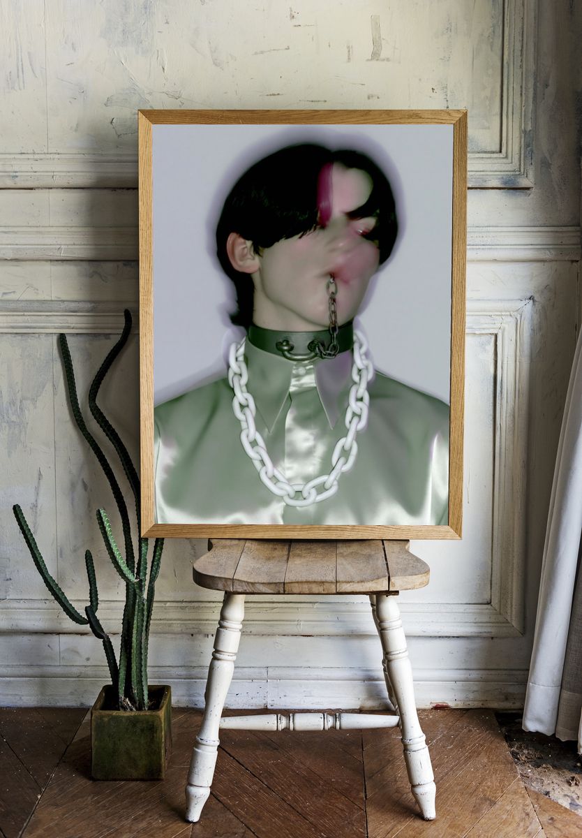 Surreal Chain Portrait Print. room preview