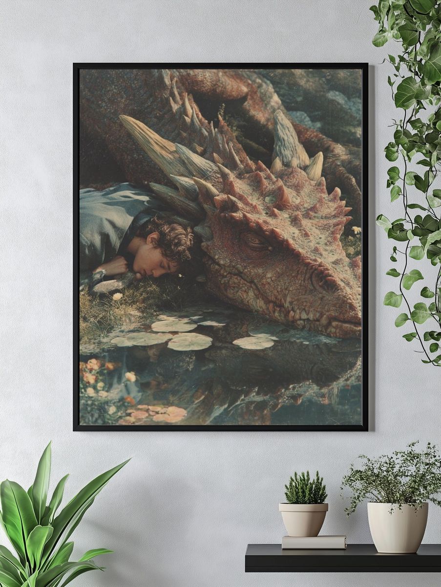 Dragon and Dreamer Surrealism Print. — room view 4