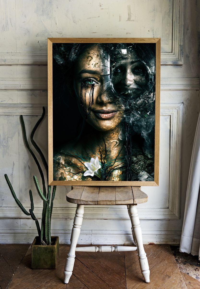 Surreal Woman Portrait Print. — room view 1