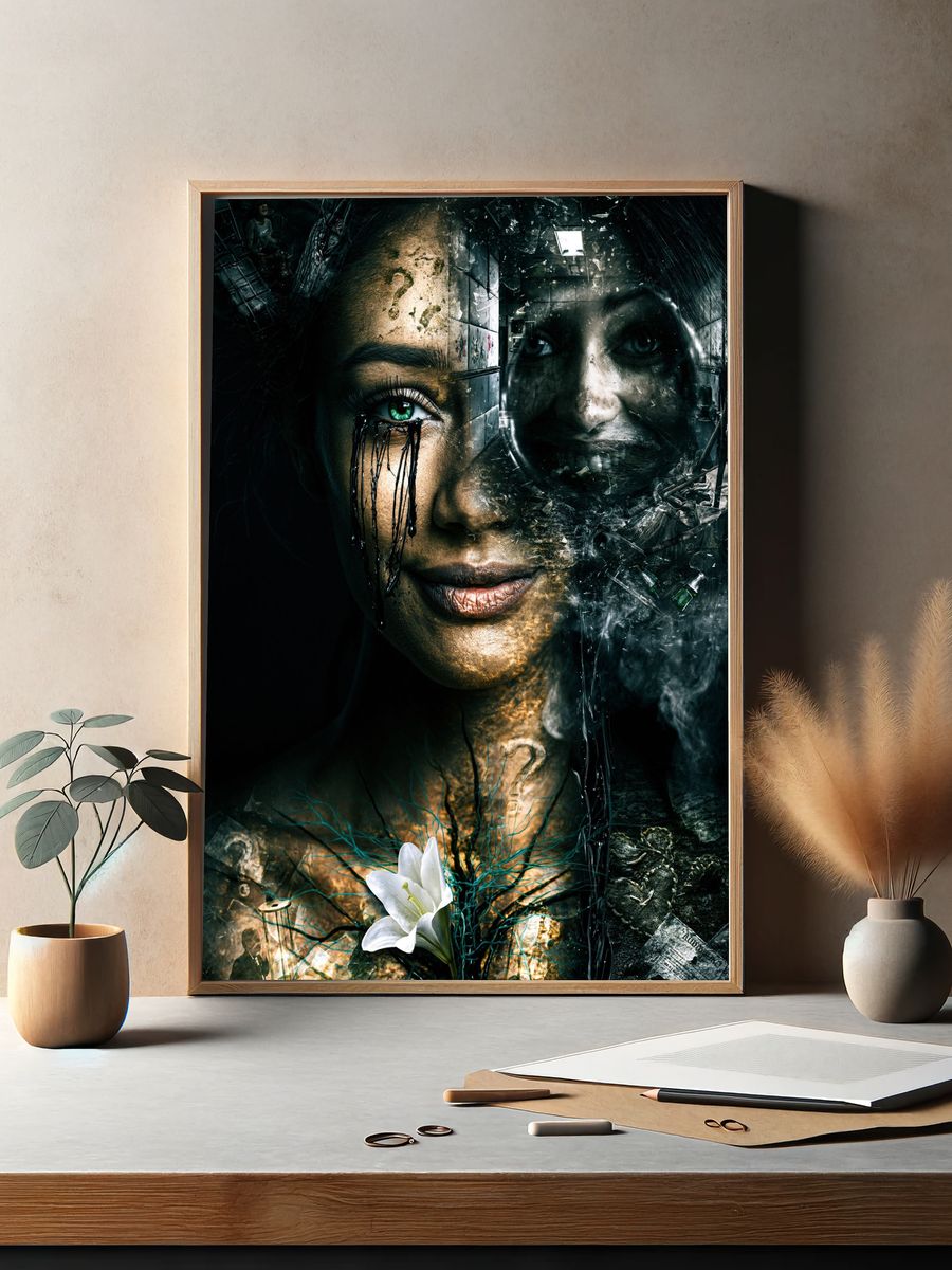 Surreal Woman Portrait Print. — room view 2