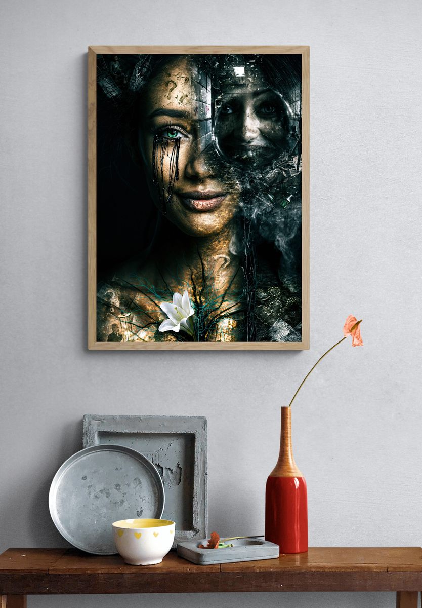 Surreal Woman Portrait Print. — room view 3