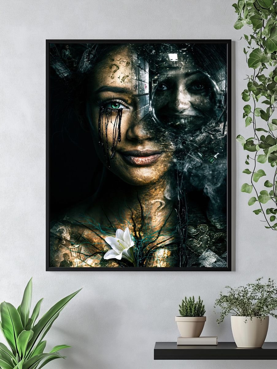 Surreal Woman Portrait Print. — room view 4