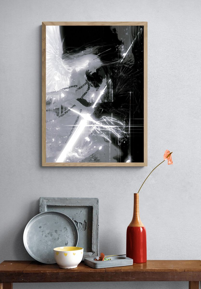Monochrome Surreal Figure Print. — room view 3