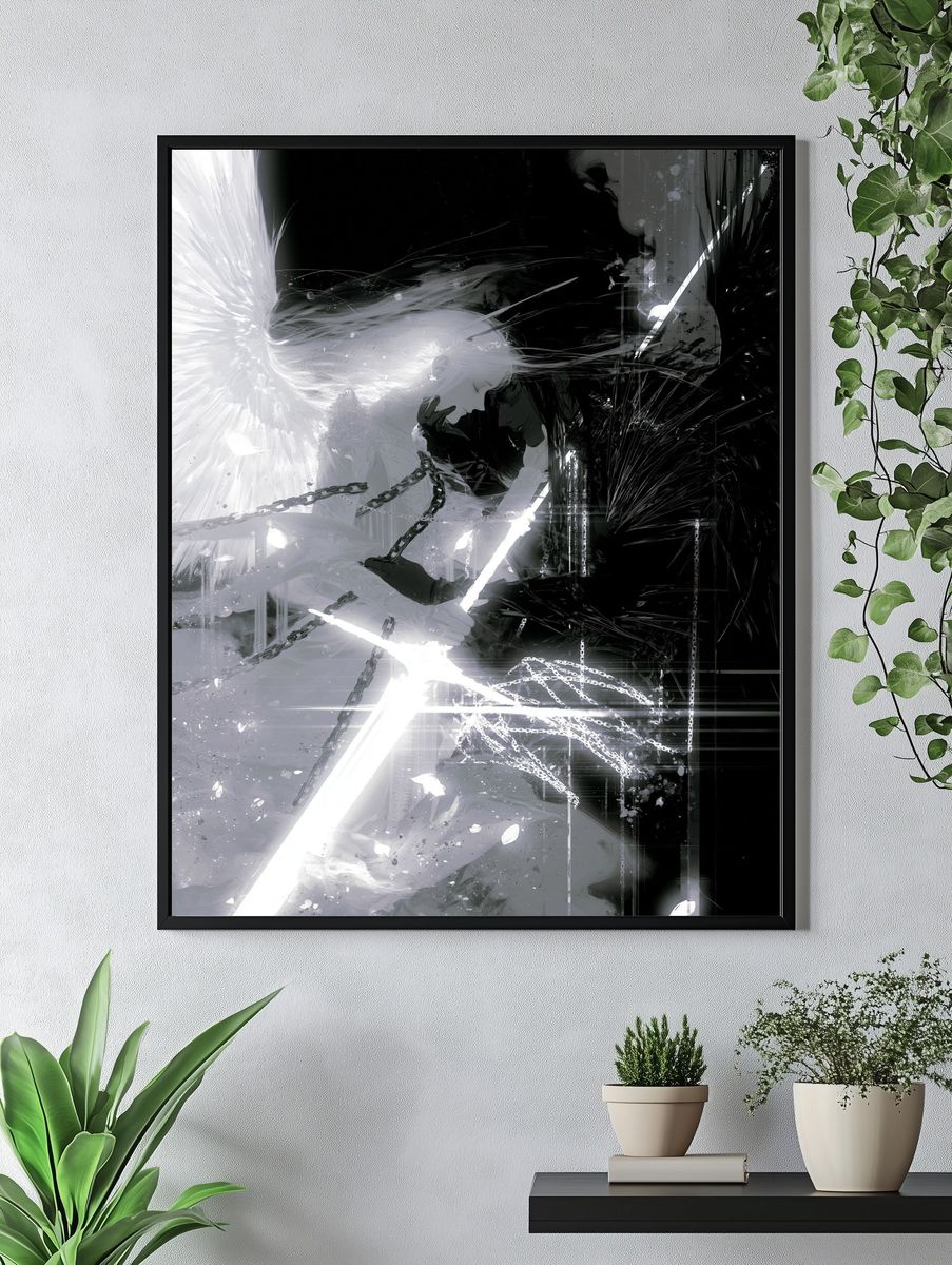 Monochrome Surreal Figure Print. — room view 4