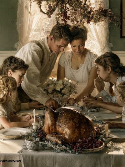 Thanksgiving Family Dinner — Fine-Art Print. poster