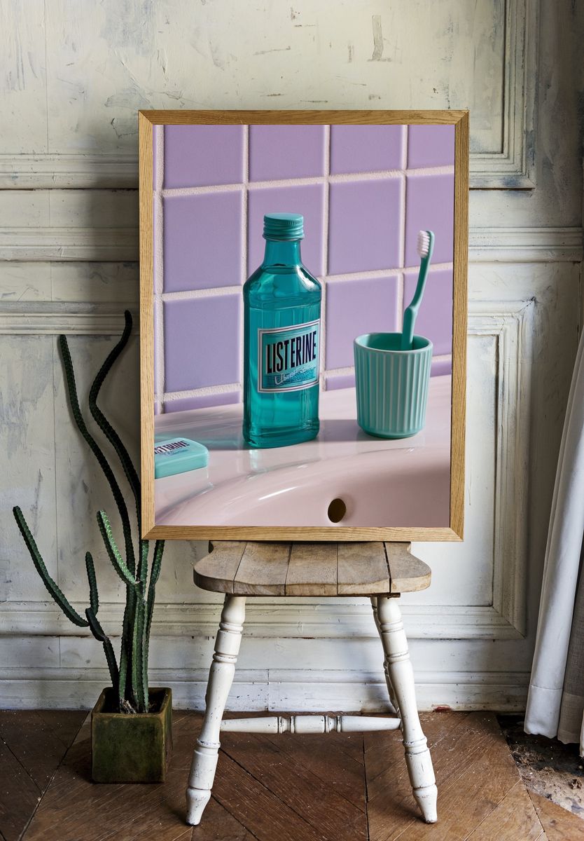 Pastel Bathroom Still Life Poster. room preview