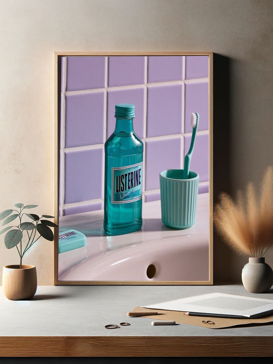 Pastel Bathroom Still Life Poster. — room view 2