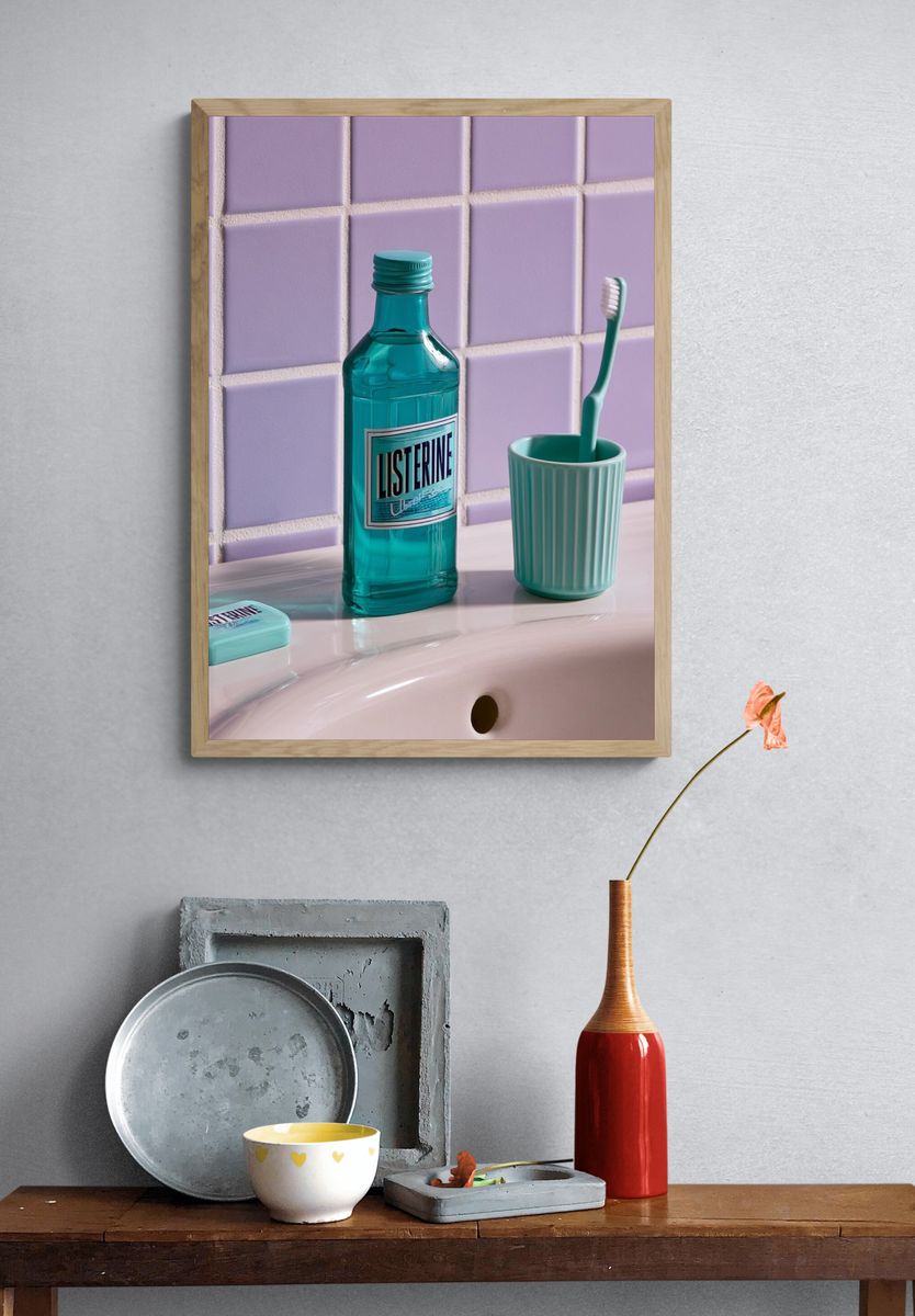 Pastel Bathroom Still Life Poster. — room view 3
