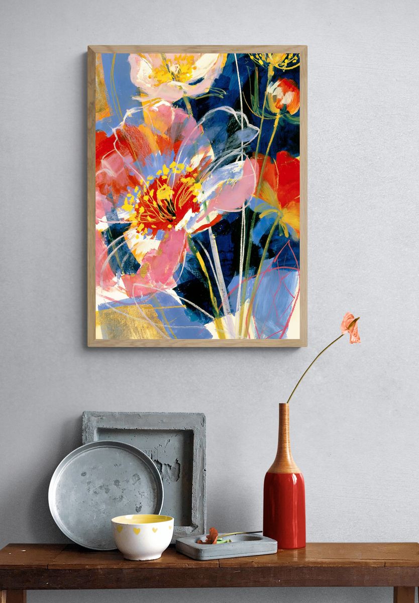 Abstract Floral Expressionism Poster. — room view 3