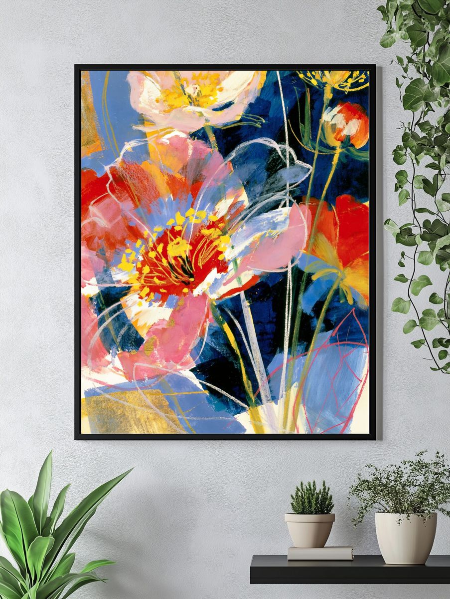 Abstract Floral Expressionism Poster. — room view 4