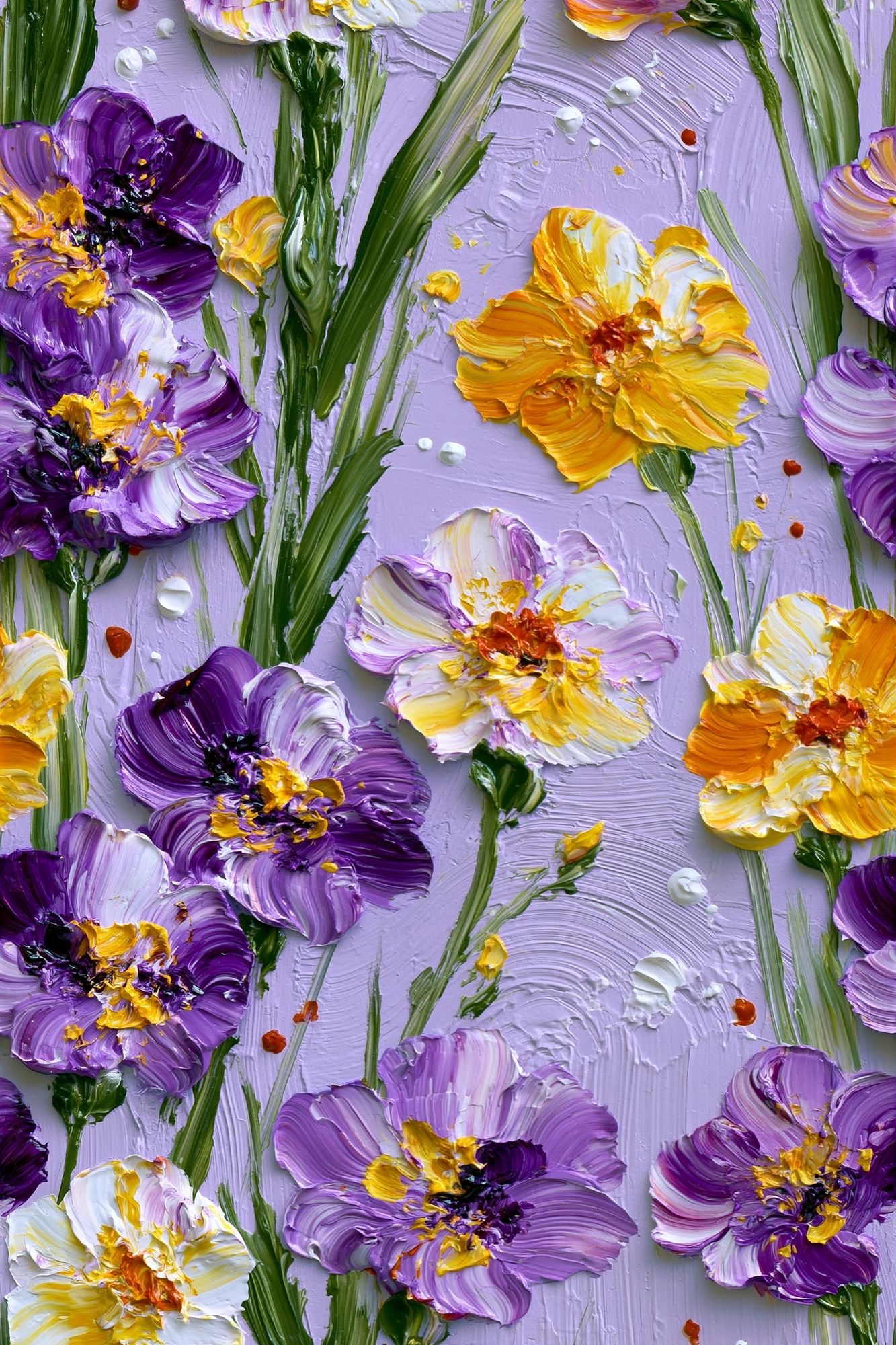 Lavender Floral Impasto Poster. poster — fine-art art