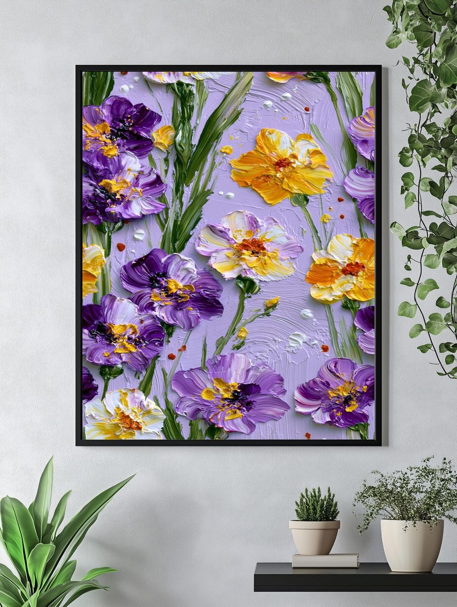 Lavender Floral Impasto Poster. — room view 4
