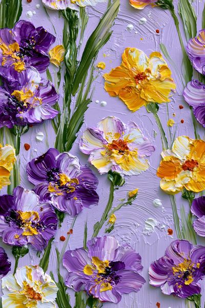 Lavender Floral Impasto Poster. poster