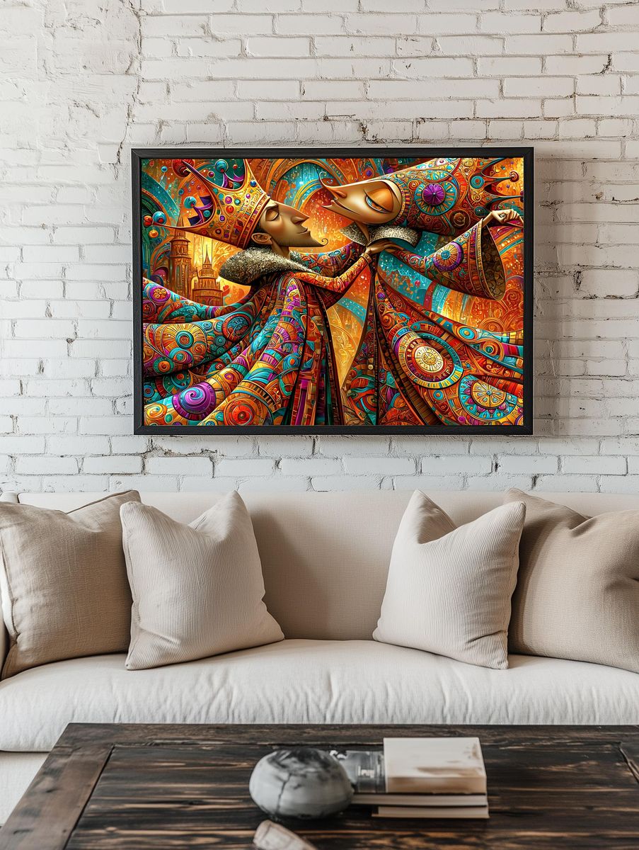 Crowned Lovers Surrealism Poster. room preview