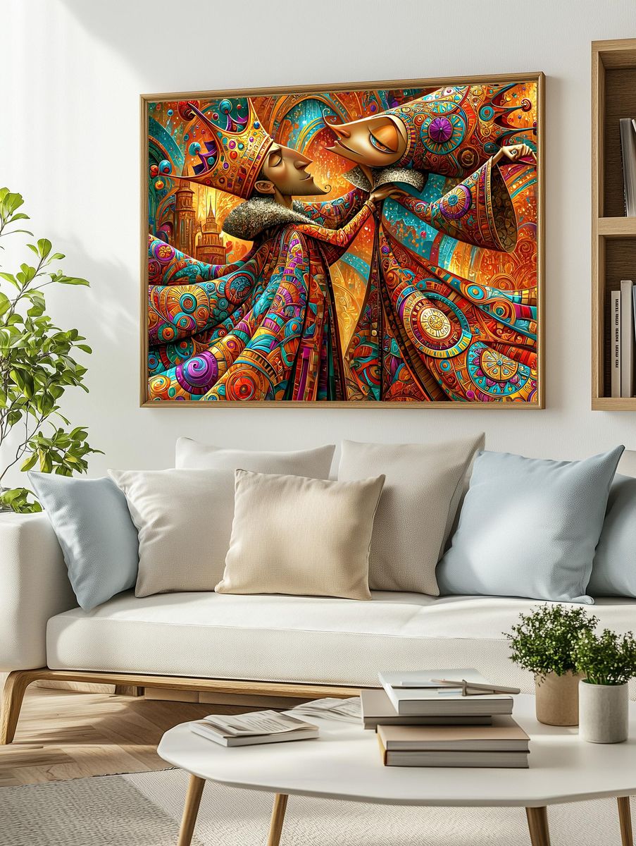 Crowned Lovers Surrealism Poster. — room view 2