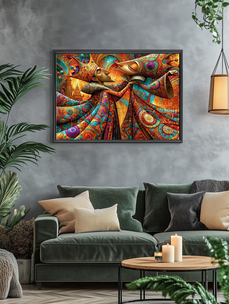 Crowned Lovers Surrealism Poster. — room view 4