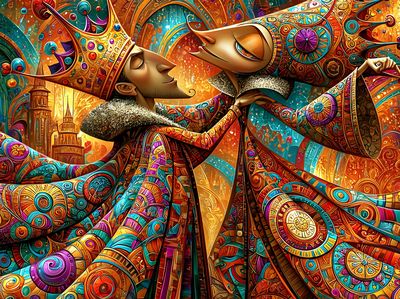 Crowned Lovers Surrealism Poster. poster