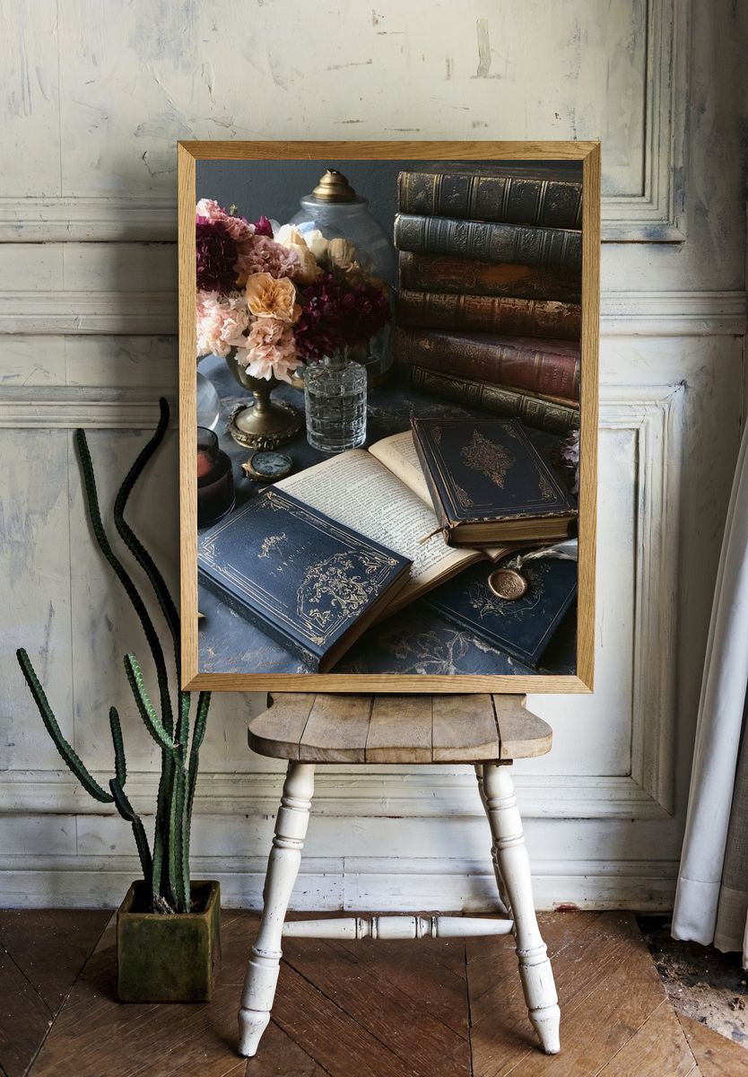 Dark Academia Still Life Poster. room preview