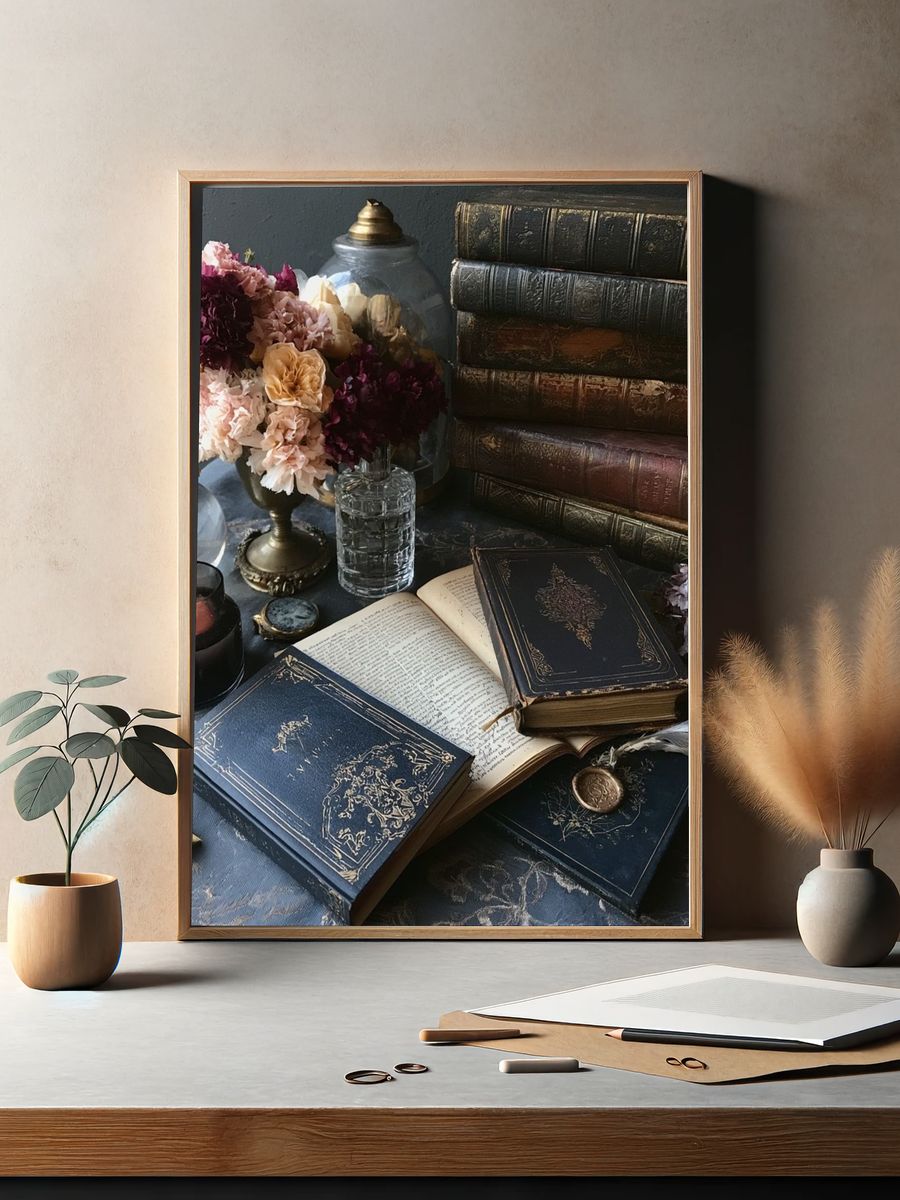 Dark Academia Still Life Poster. — room view 2