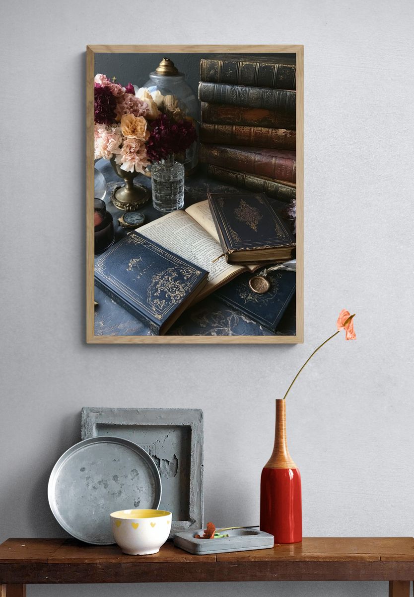 Dark Academia Still Life Poster. — room view 3