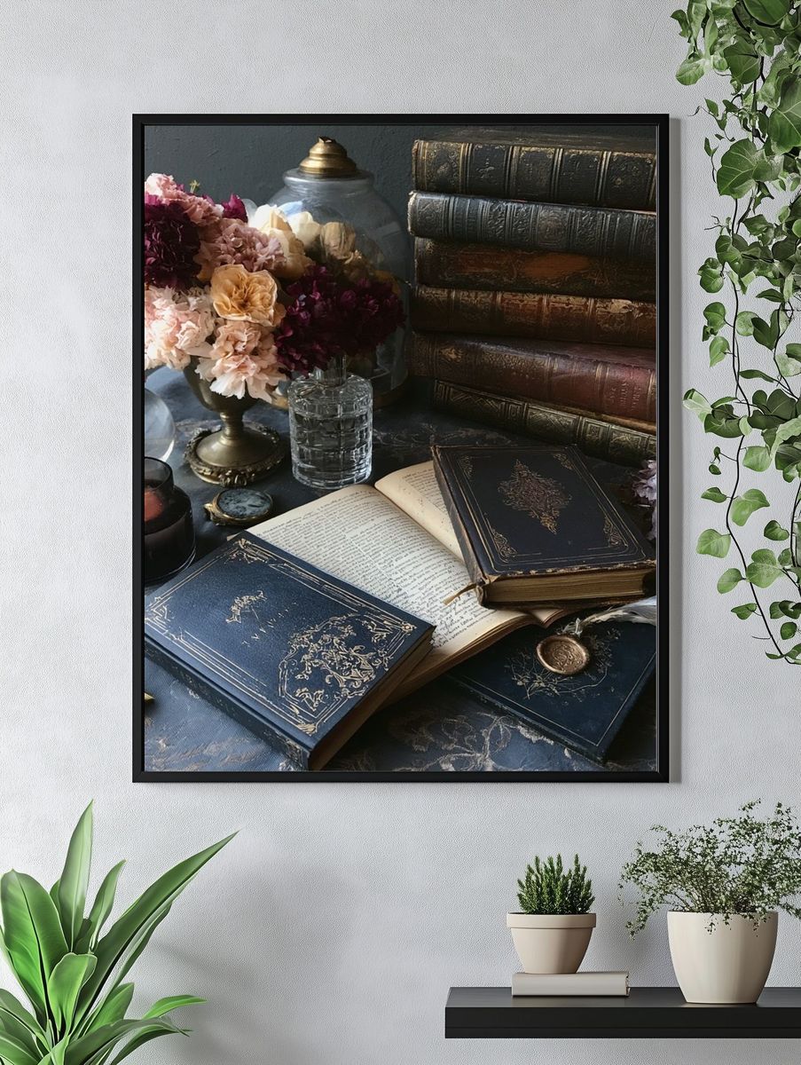 Dark Academia Still Life Poster. — room view 4